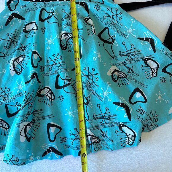 Dollz & Dames Retro A-Line Dress Size M Polka Dot MCM Print Pinup 50s Heart - Picture 15 of 16